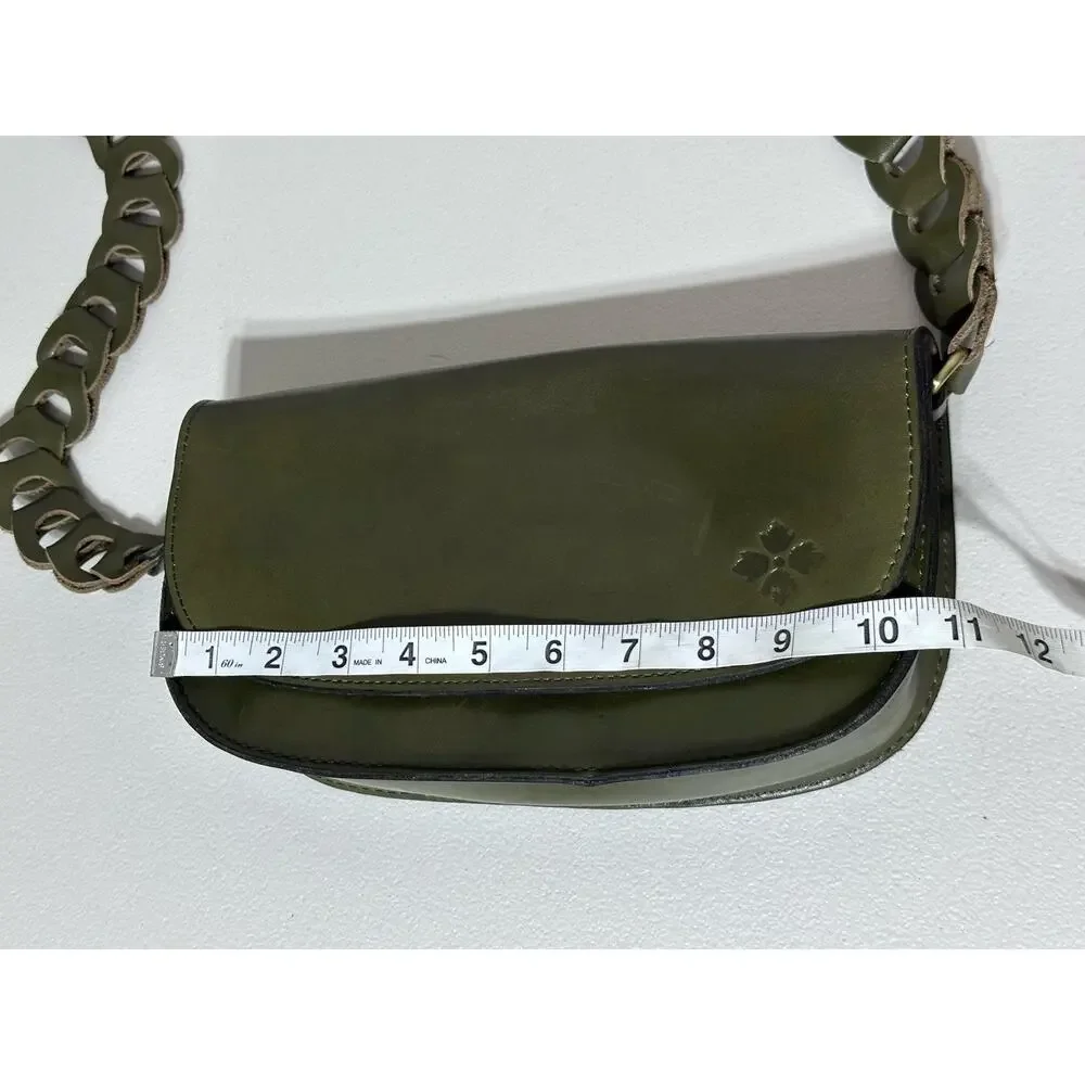 Patricia Nash Vintage Leather Chelsey Chainlink Olive Green Crossbody